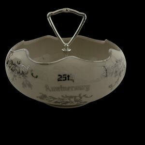 Vintage Kingwood Ceramics 25th Silver Anniversary 23 KT Platinum Bluebells Bowl